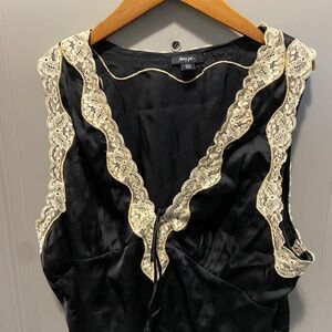 Womens Y2k Crop Top Black Lace Baby Doll Fairy Grunge Lace SZ 14 READ